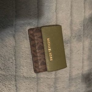 Brown, gold, and green Michael Kors wallet